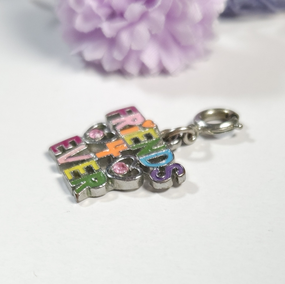 Vintage Rainbow Colors Friends 4 Ever Crystal Pendant Charm Jewelry Making - Picture 7 of 8